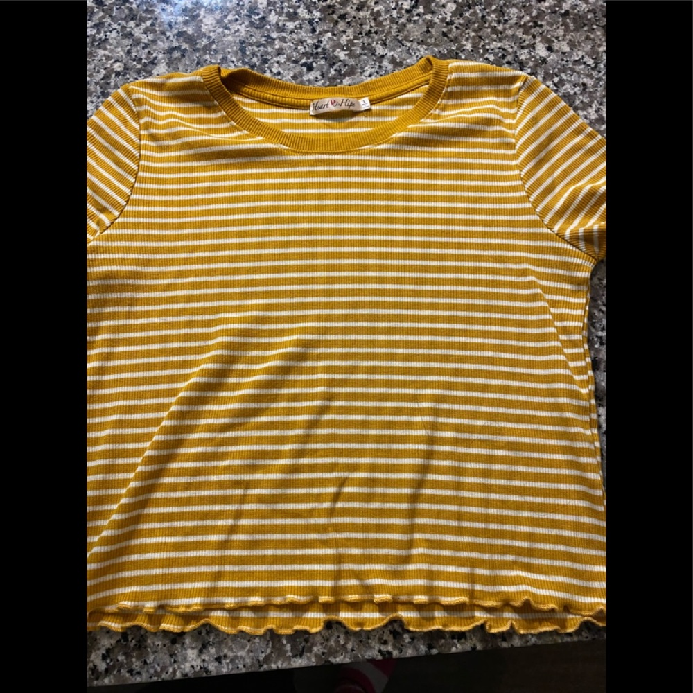 Yellow Striped Cropped Top Size L